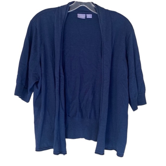 Laura Scott Sweaters - Laura Scott dark blue short sleeve open front cardigan sweater Size XL
